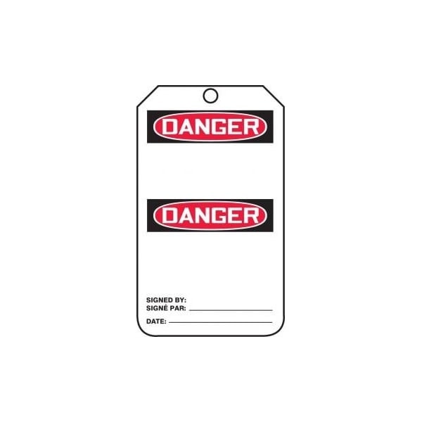 Accuform French Bilingual Safety Tags, DANGER BLANK, 5.75in x 3.25in, RP-Plastic, 5PK FBMDT260PTM - main